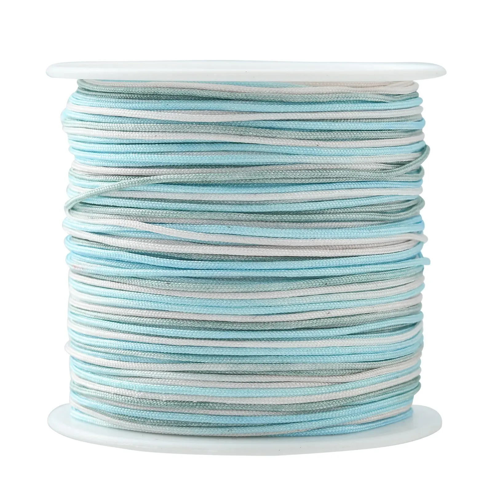 

Approx 45m/roll 0.8mm Pale Turquoise Color Segment Dyed Chinlon Thread Chinese Knotting Cord for Beading Thread Crafts Making