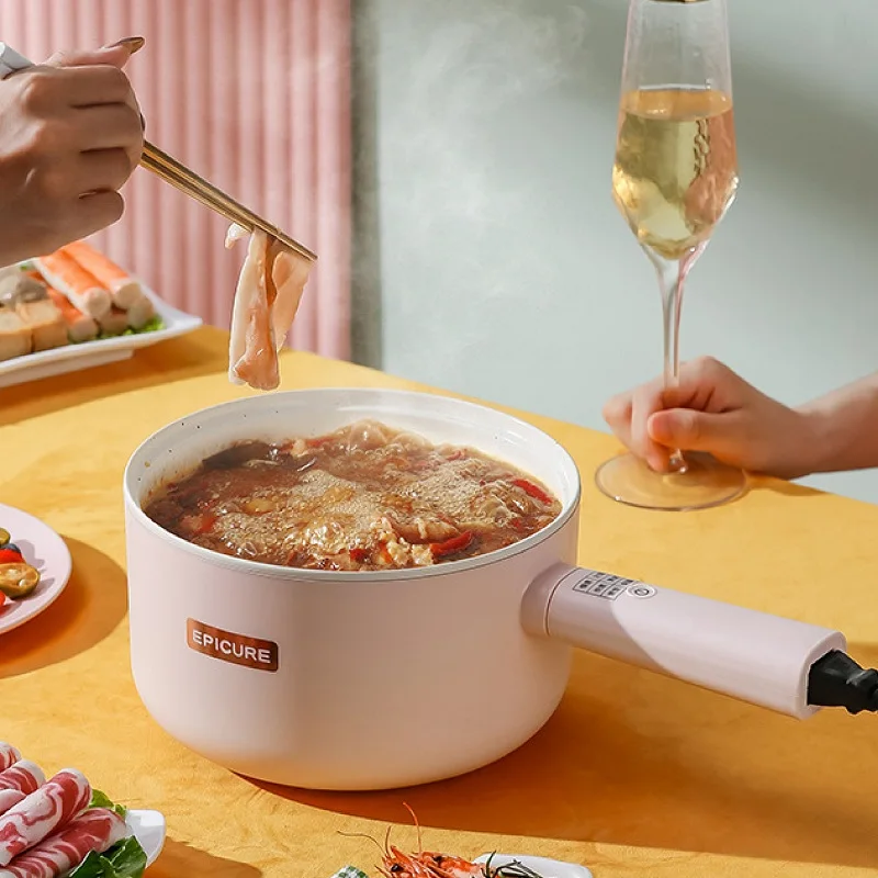 1.8L 2.5L Electric Cooking Pot Integrated Long Handle Pot Ceramic Non-Stick Pot Household Electric Frying Pan With Steamer 220V