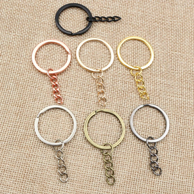 20 pcs/lot Key Ring Key Chain 7 Colors Plated 50mm Long Round Split Keychain Keyrings Wholesale