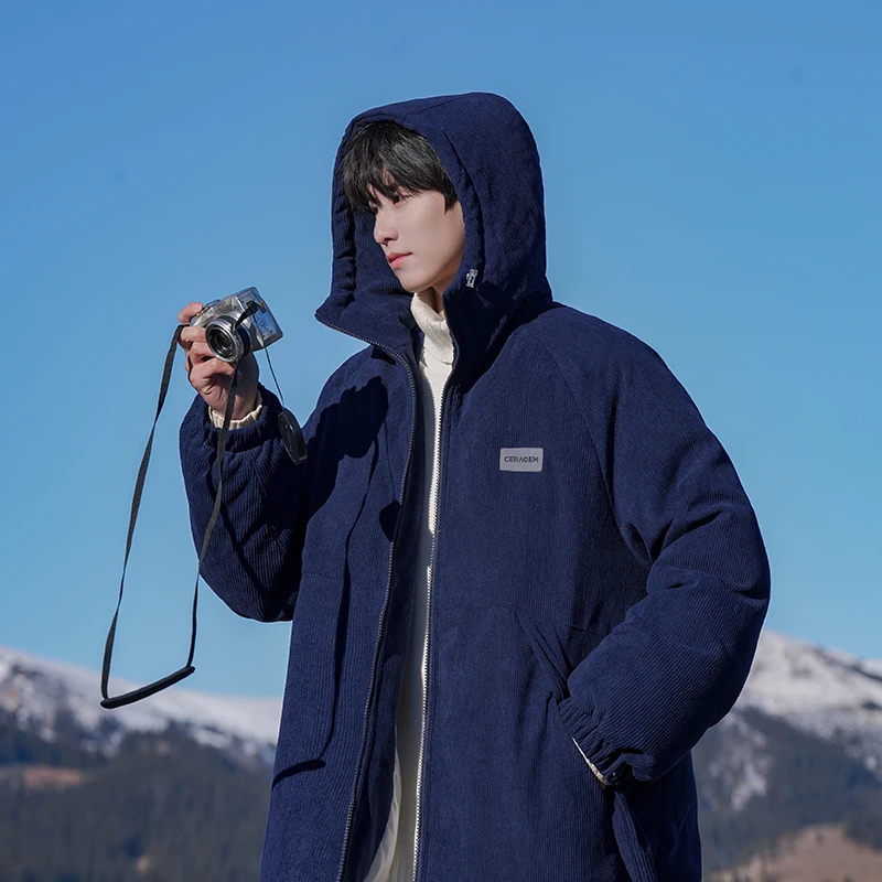 

Зимняя куртка для мальчиков: теплая вельветовая куртка с капюшоном в американском ретро-стиле, хлопковая одежда для подростков, гарантия тепла