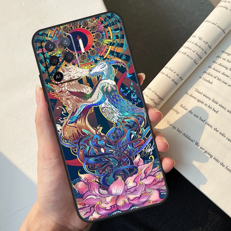 Chinese Zodiac Dragon Tiger Case For OPPO A52 A72 A94 A74 A54 A1K A15 A16 A3S A5S A83 A91 A93 A5 A9 A53 A31 A53S Cover