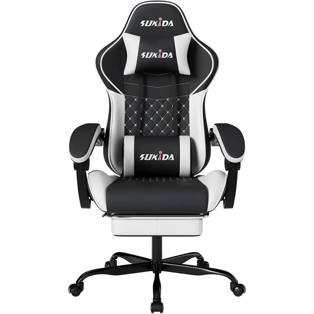 Adjustable Ergonomic Gaming Chair with Lumbar Support and Swivel for Adults