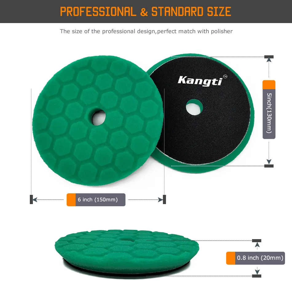 자동차 폴리셔 패드용 폴리싱 패드 키트, 왁싱 버핑 스폰지 폼 패드, 핸드 폴리싱 도구 키트, 버프 패드, 5 인치 (125mm)