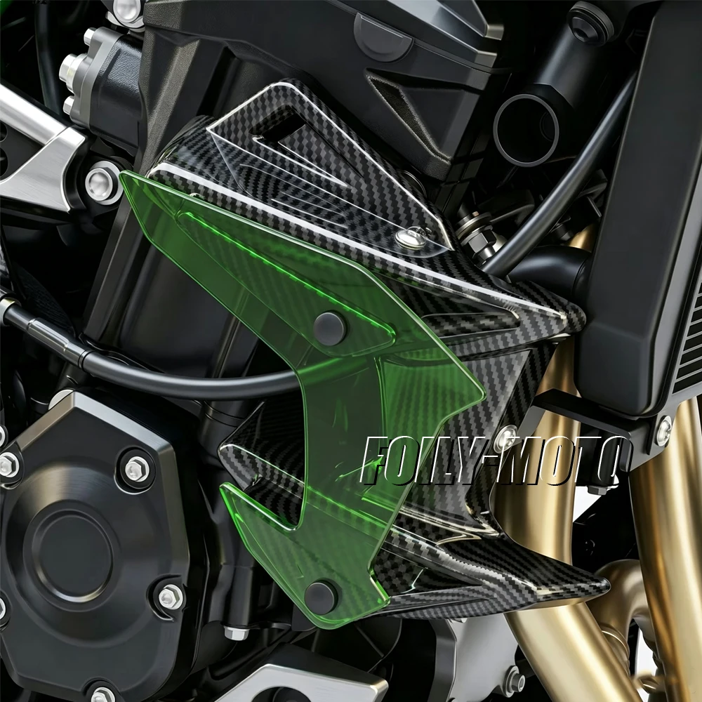 Aerodynamic Wing for Kawasaki Z900 2025-2026, Fixed Side Spoiler, Clear Green PC Airflow Deflector for High-Speed Downforce