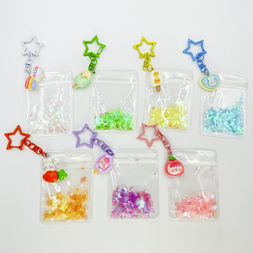 PVC Transparent Storage Bag Mini Doll Bag Keyring Bag Pendant Display Star Hairball Keychain Cartoon Gift Cute Home Decor