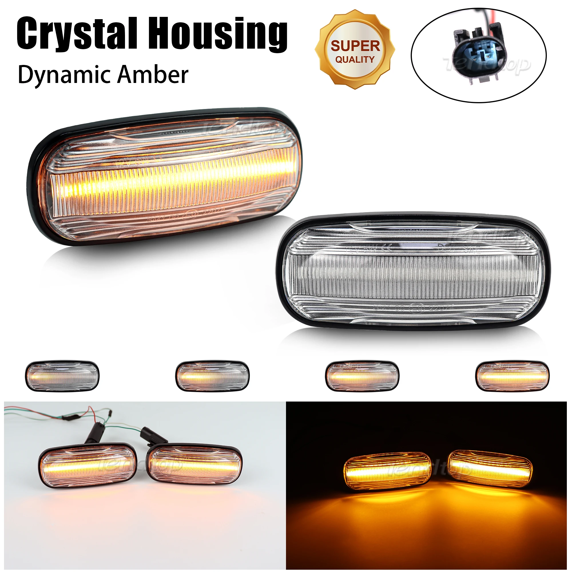 Dynamic Amber Blinker LED Fender Side Marker Turn Signal Light for Land Rover Defender Freelander  Discovery 2
