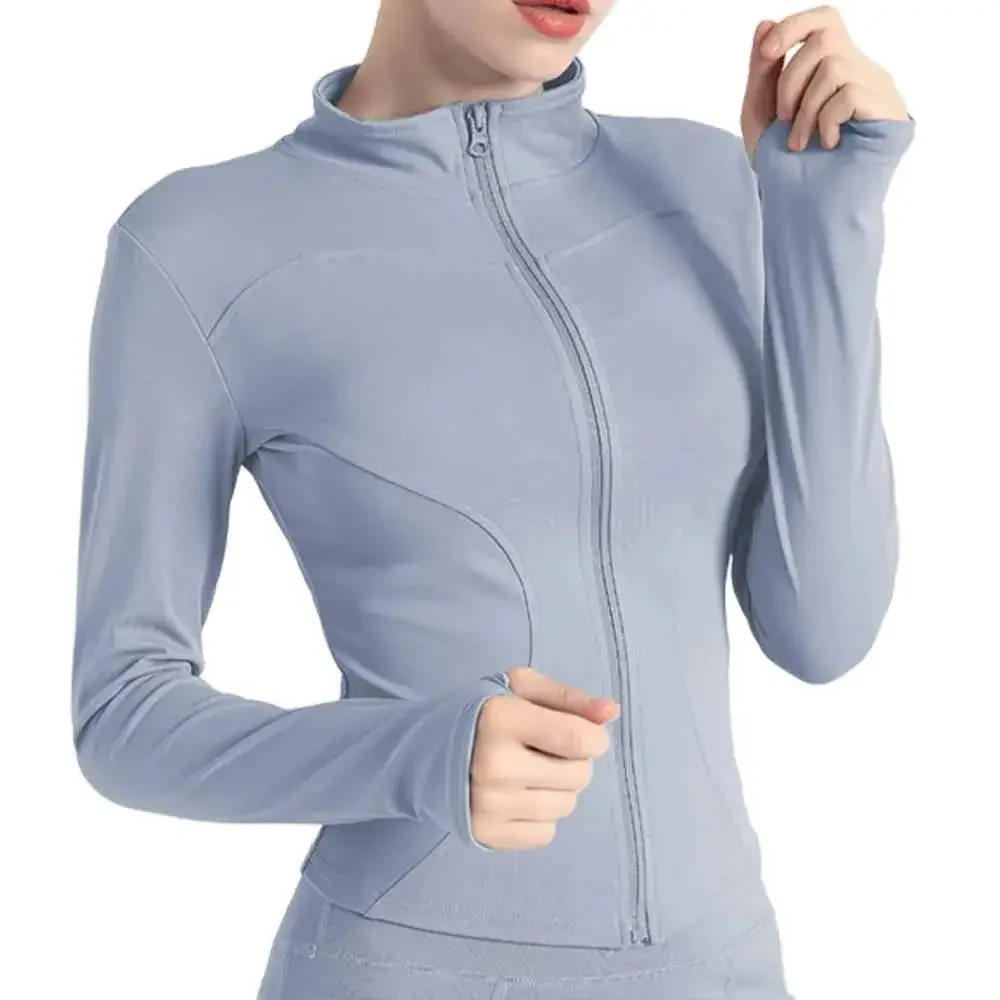 Haut de yoga à col montant à haute élasticité, manteau de sport mince, vêtements de fitness