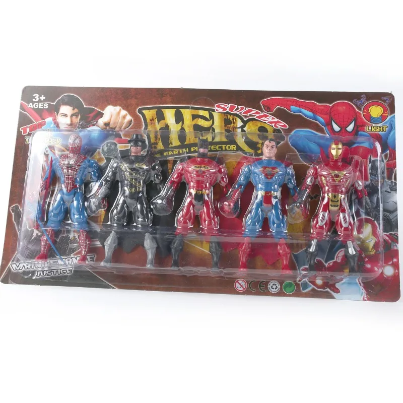 Marvel New models Handmade model cartoon Anime Spider-Man Batman Superman Iron Man Model set Children's Toys Gifts package BOX