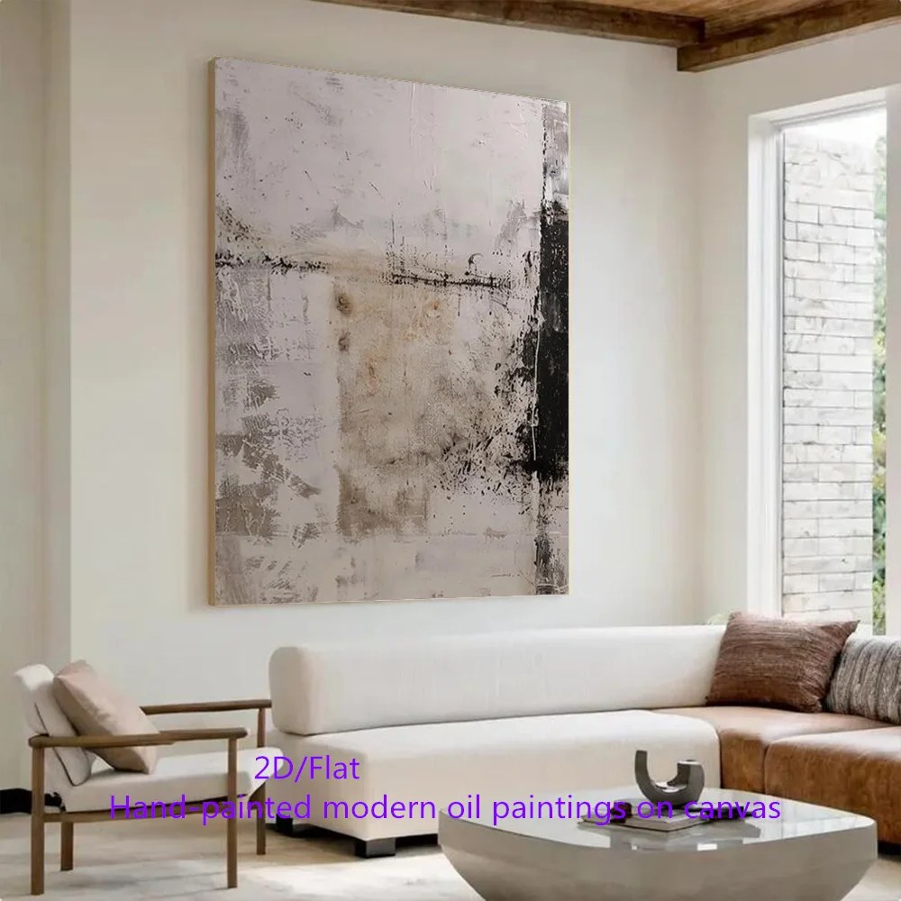 100% Handmade Abstract Oil Painting On Canvas Grayish-white texture Wall Art Picture Big Mural For Home Living Room Decor Image