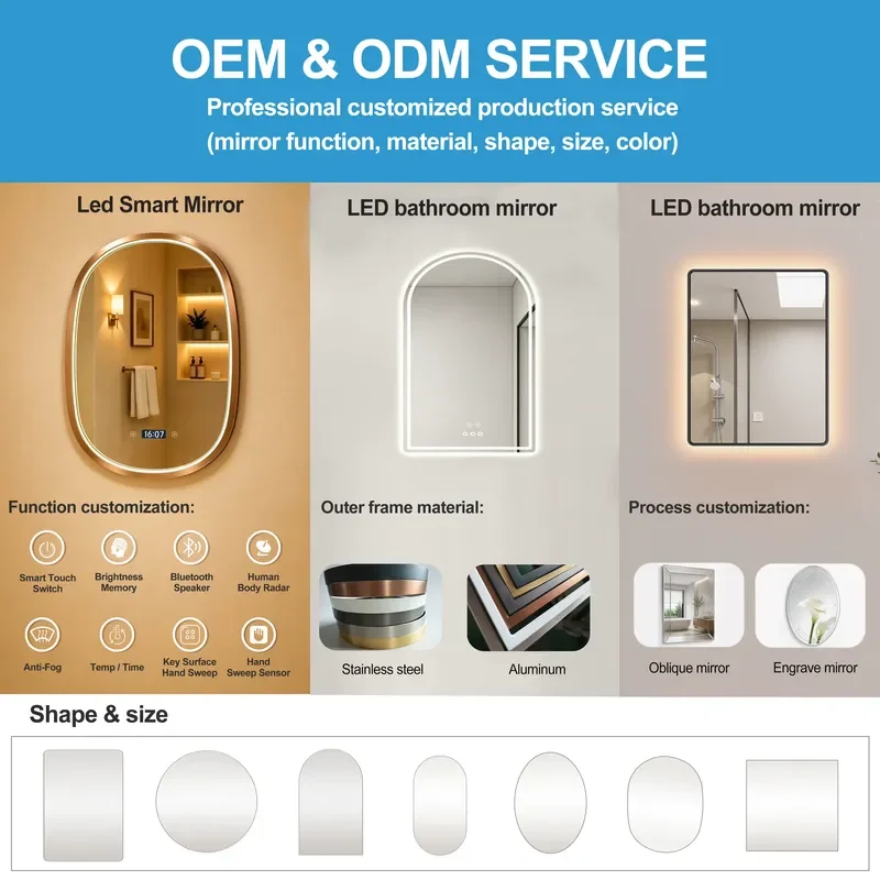 Frameless Double Sided LED Bathroom Mirror Modern Wall Mounted Cosmetic Light for Hotel Smart Home Decor Lighting Fixture