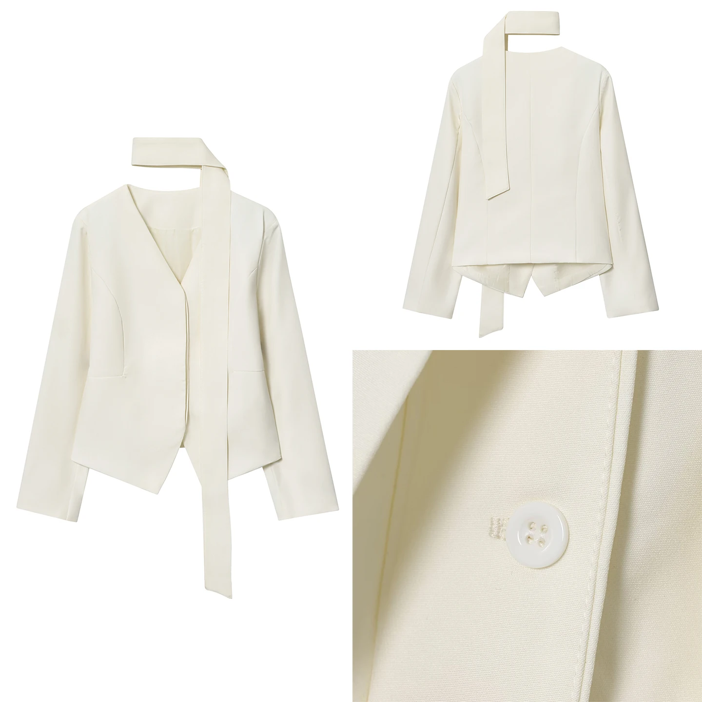 

Свободный костюм Sweet Sle, пальто с шарфом V-Ne, женская модная осень 2023, брендовая женская верхняя одежда Z