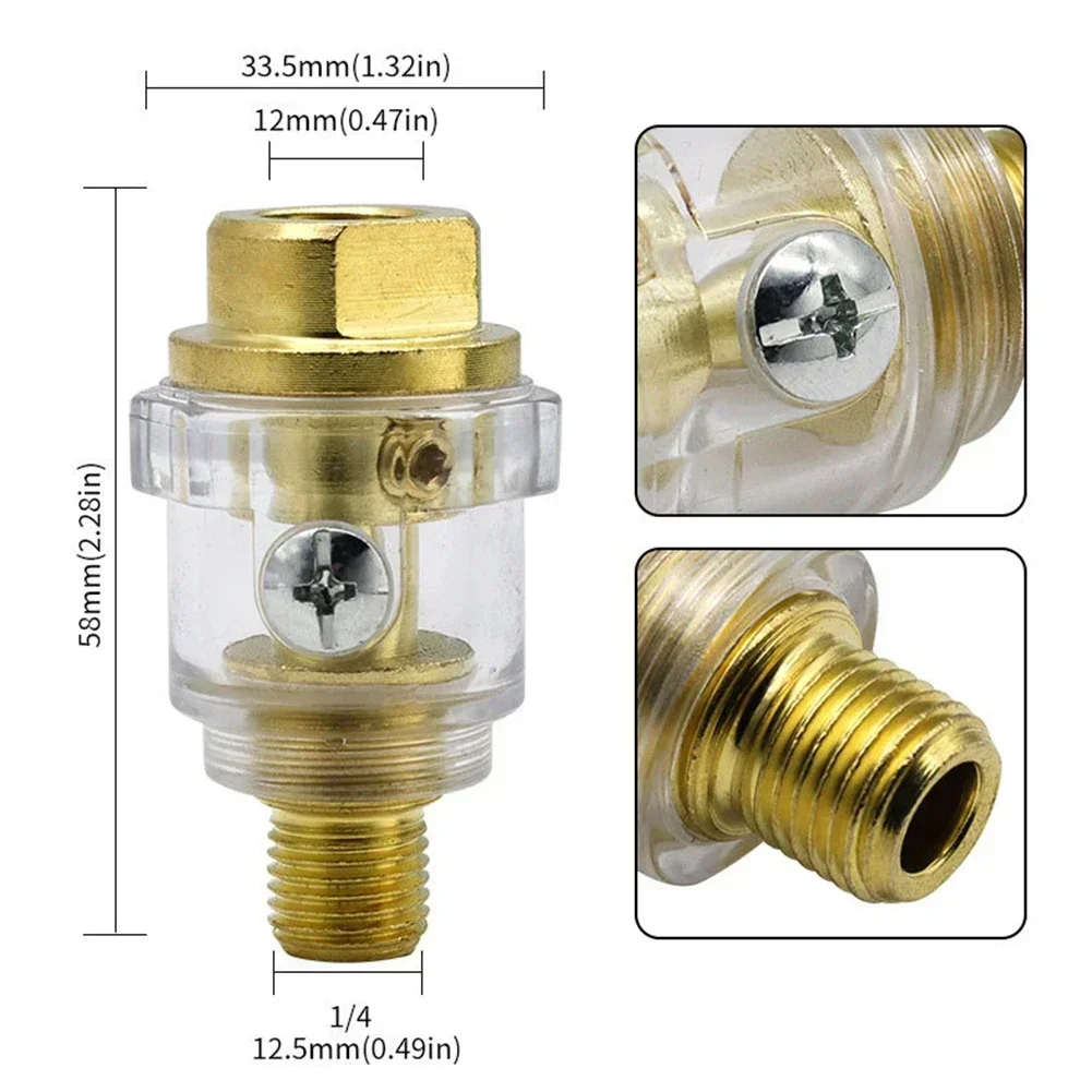 Pneumatic Oiler Airs Line Lubricator 1/4inch Thread 58*33.5mm Accessories Clear Shell Compressed Airs Tool Efficient