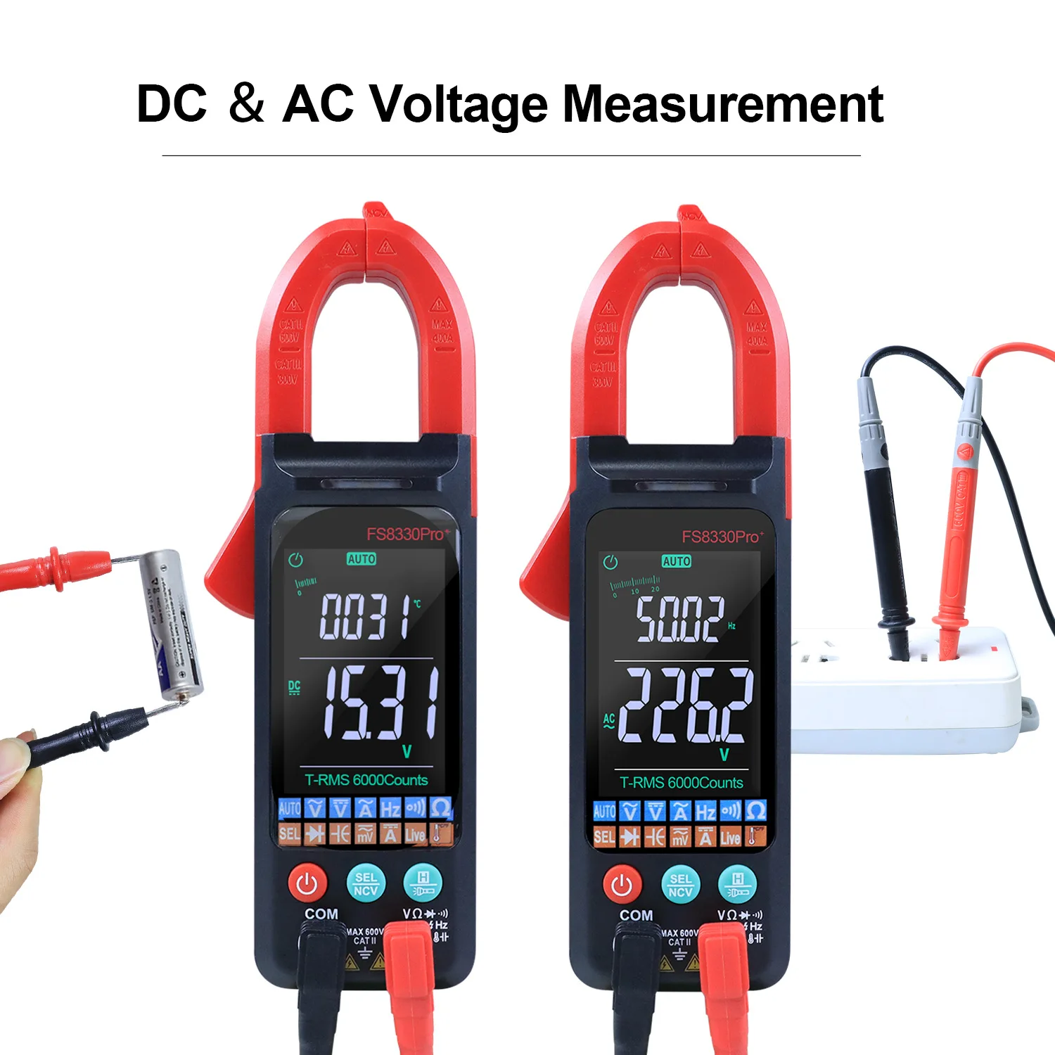 Xin Tester Digital AC/DC Current Ampere Clamp Meter 6000 Count 400A Multimeter Large Color Screen Voltage Tester NCV Measurement
