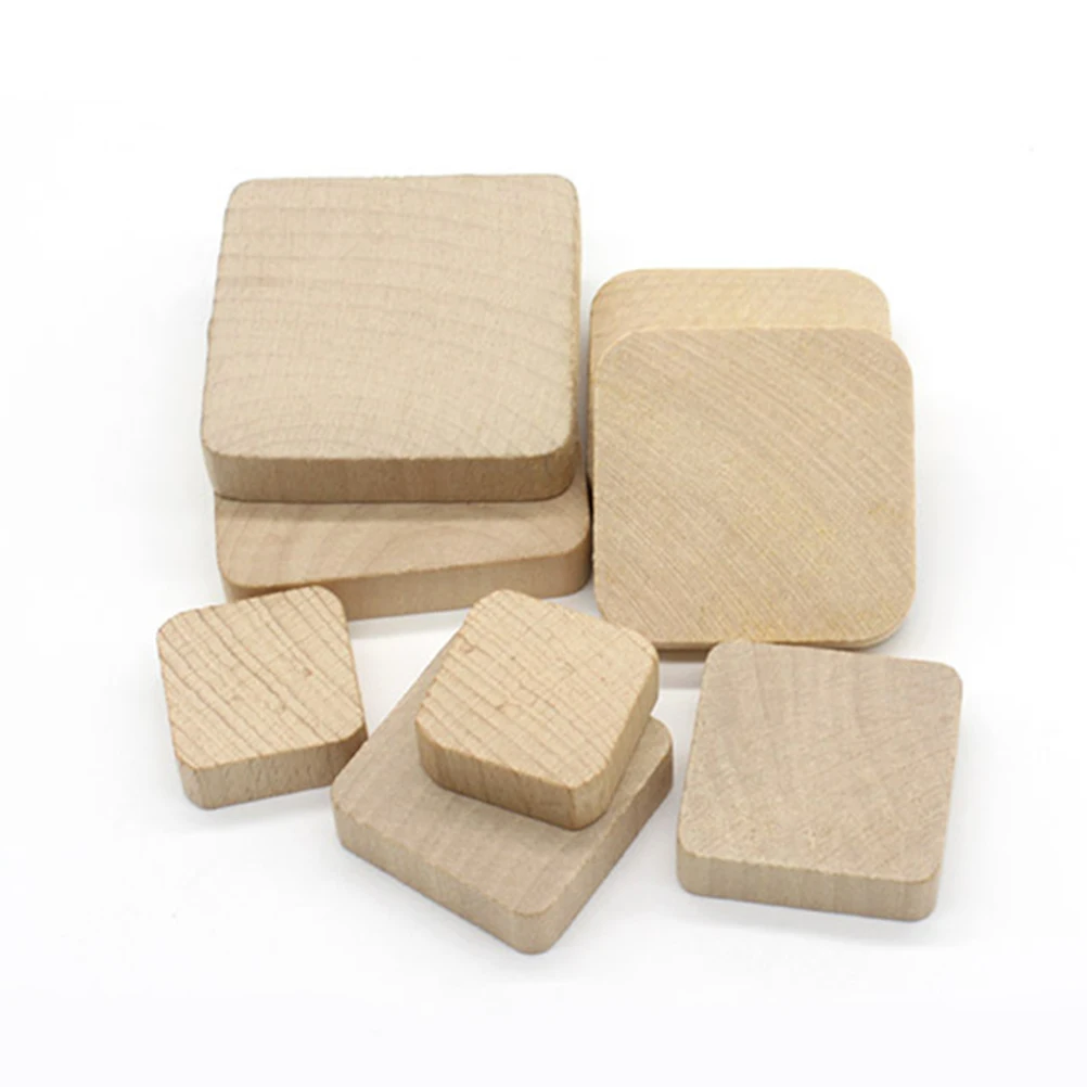 

10pcs Solid Wood Stamp Base 4X4X1.2Cm Smooth Unfinished Diy Craft Blocks For Christmas Ornaments Wedding Decor Gift Tags Wooden