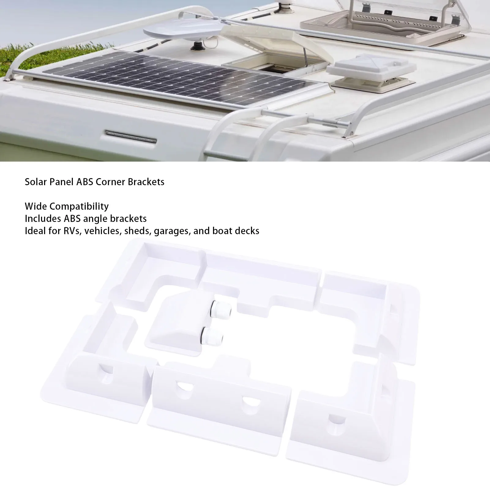 

Solar Panel ABS Corner Brackets Non Drill Solar Panel Mount Kit Easy To Install Wear Resist Dual Hole Junction Box for Sheds