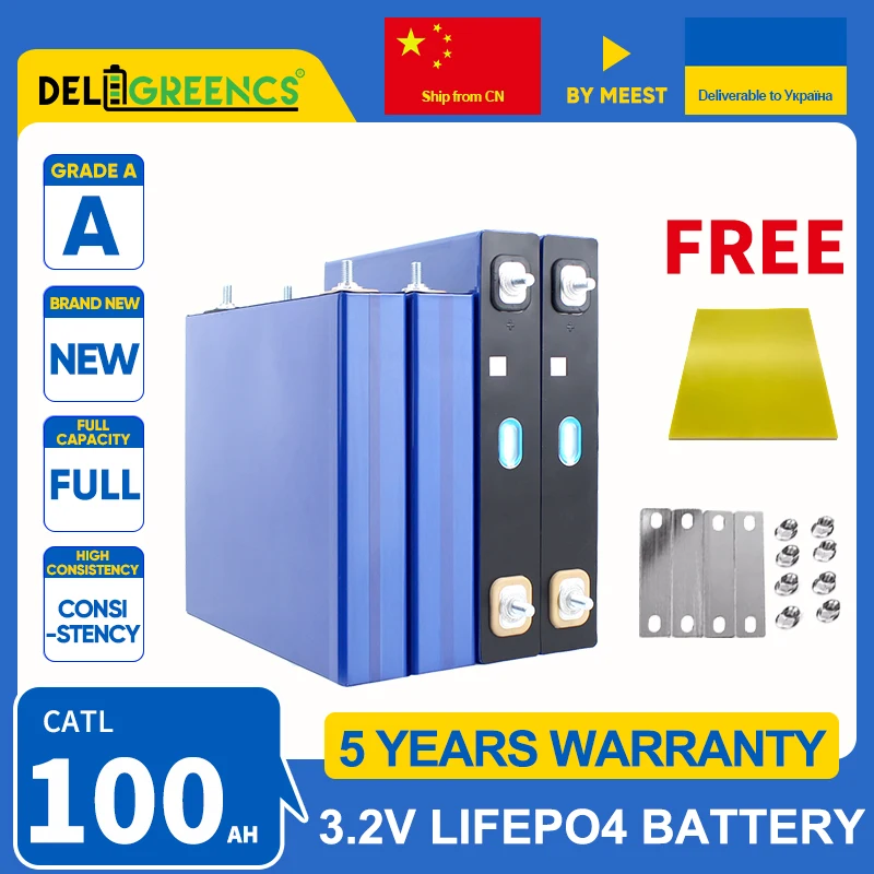 Lifepo4 CATL 100AH Lifepo4 Battery 12V 24V 48V Grade A Power Bank  Rechargeable Batteries To Ukraine By Meest For Solar