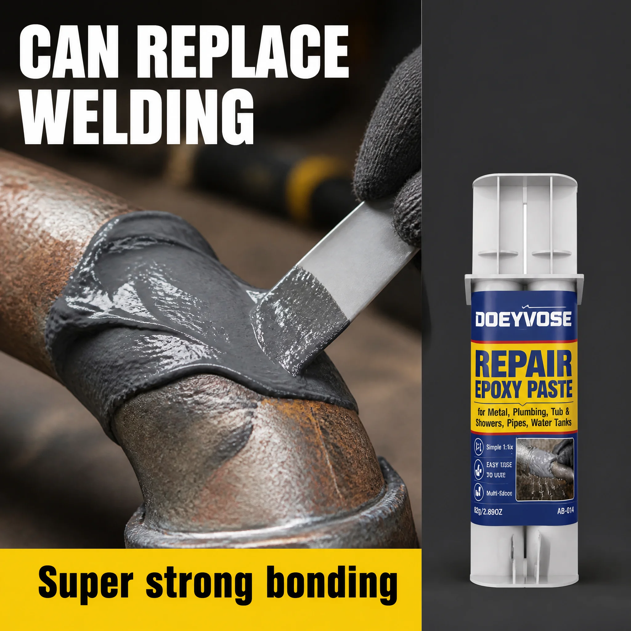 AB Metal Casting Repair Paste 82g Cast Iron Hole Crack Repair Adhesive Filling Agent