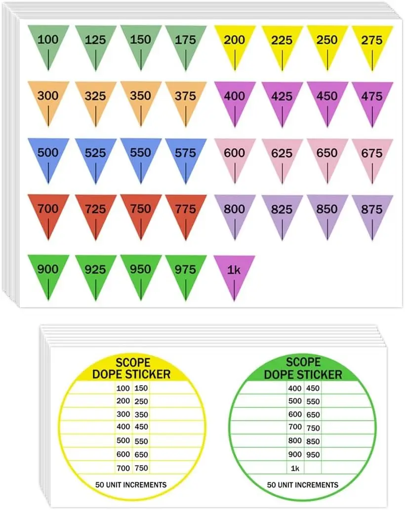15 Scope Stickers Scope Dope Stickers - Precision Adjustment Stickers for Outdoor Sports,Use with Dope Card,Turret Tags