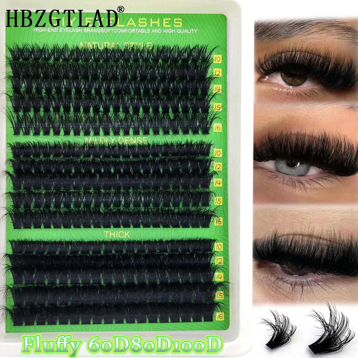 Cílios Postiços em Tufos 15Fileiras 60D-200D 5D, Volumosos e Espessos, Mix 10-16mm, Cílios Individuais Leves para Extensão, Maquiagem DIY
