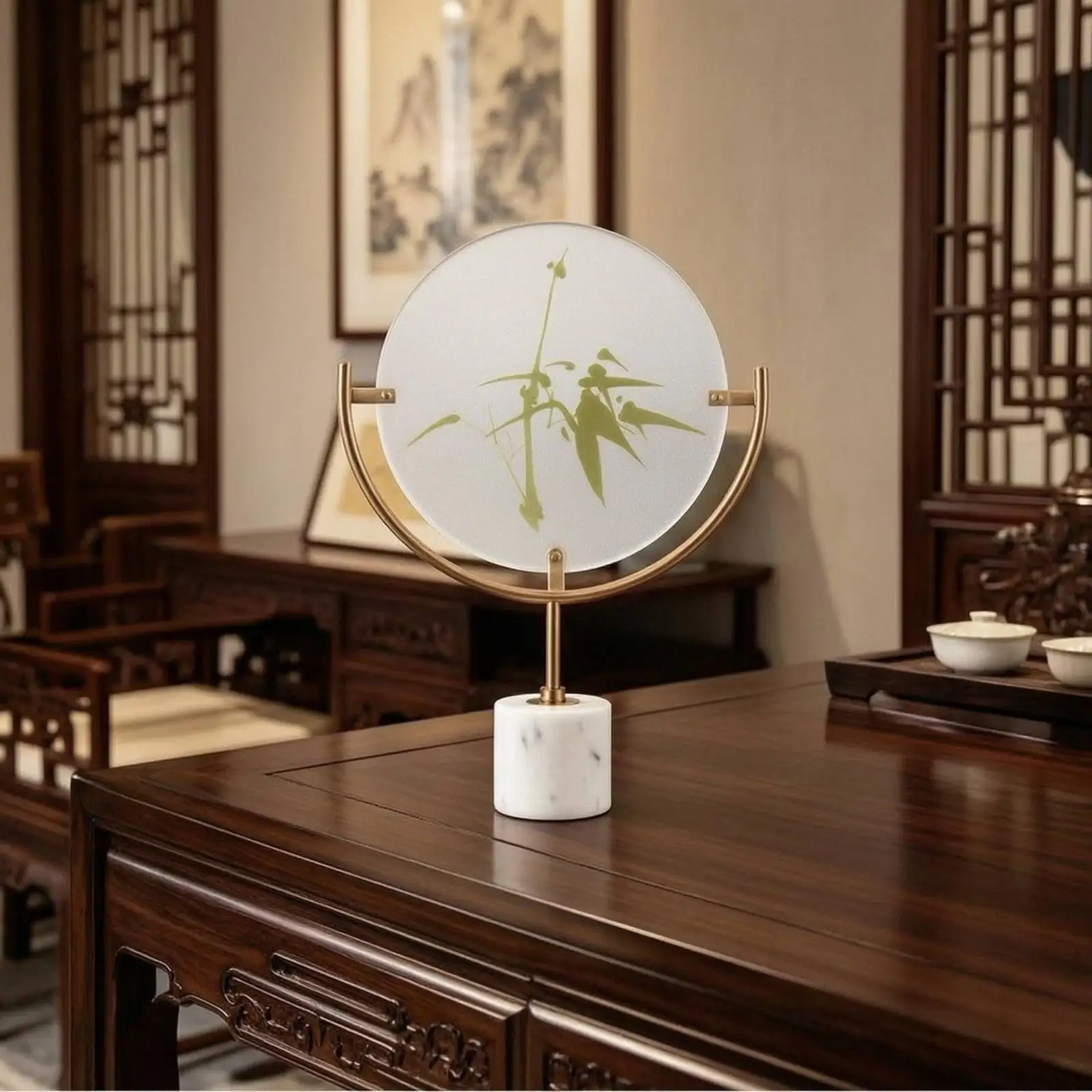 Acrylic Craft Decorations Marble Base Tabletop Ornament Decorative Sculpture for Aesthetic Room Decoration