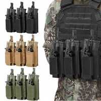 Tactical Magazine Pouch Molle Triple Mag Pouch Open-Top Rifle Pistol Charger Holder for 5.56/9mm M4 M16 AK AR Glock 17 19 M1911