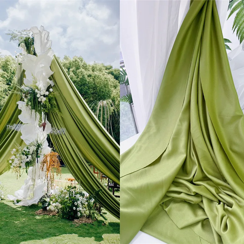 Avocado Elastic Fabric Milk Silk Draping for Wedding Building Scene Layout Purdah Voile Dress Fabric