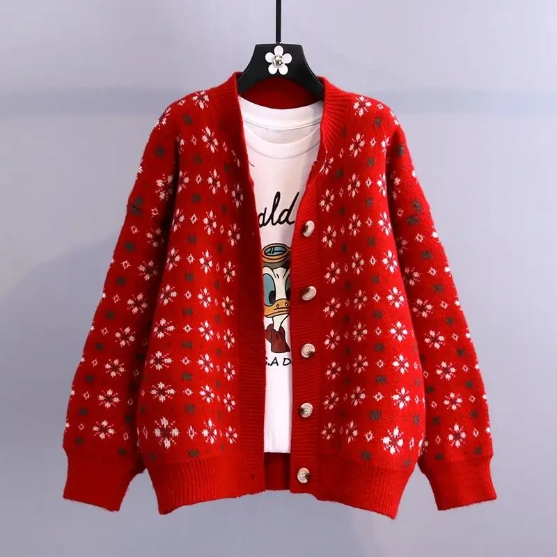 Retro Japanese Sweater Coat Women's Spring and Autumn 2023 New Network Red Small Outerwear Short Jacquard Knitted Cardigan