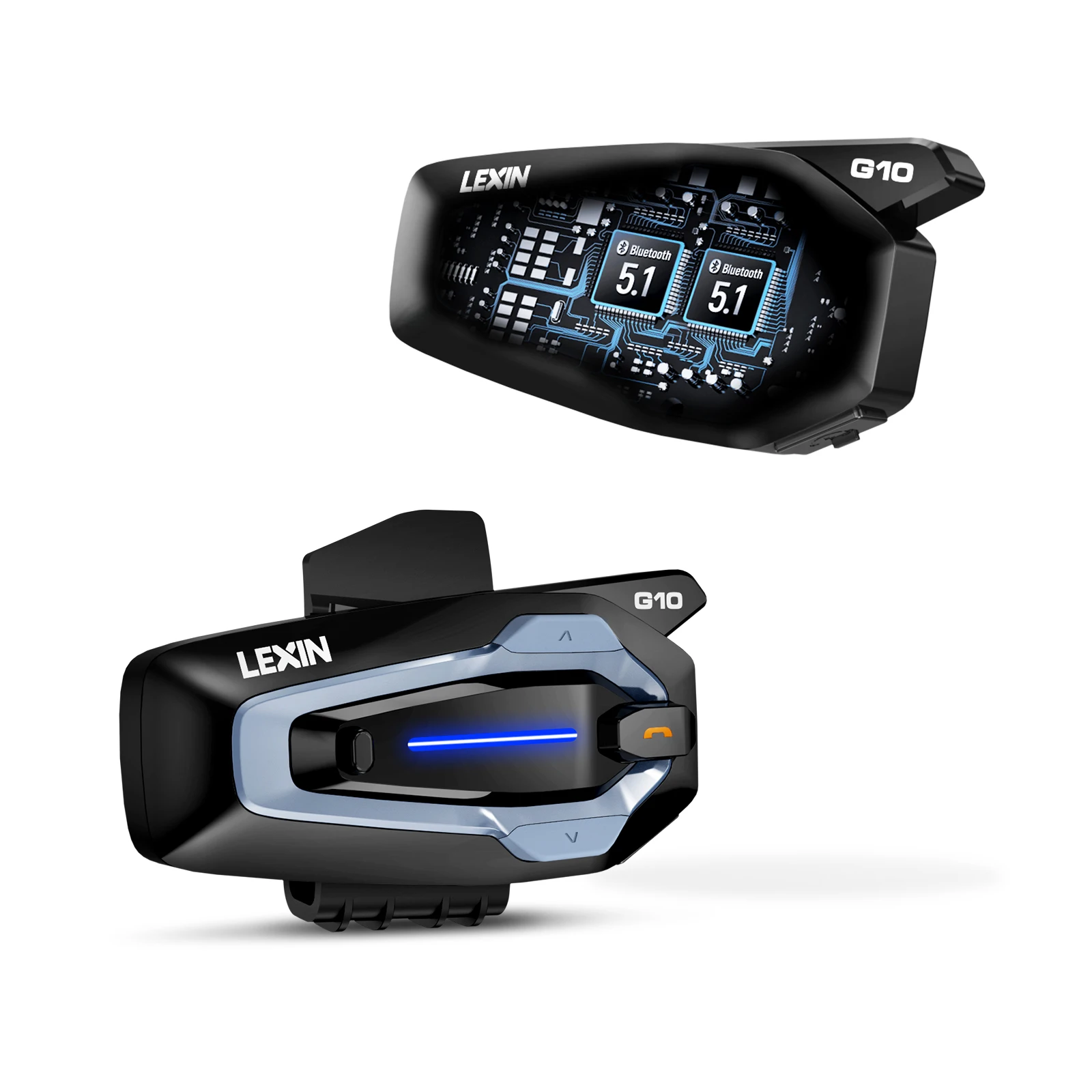 NEW-LEXIN G10 Motorradhelm-Intercom, 8-Fahrer-Bluetooth-Intercom, Audio-Multitasking mit Dual-Qualcomm-Bluetooth-5.1-Intercom, Musik-Sharing, bis zu 8 Fahrer/1 km Reichweite, universelles Pairing,