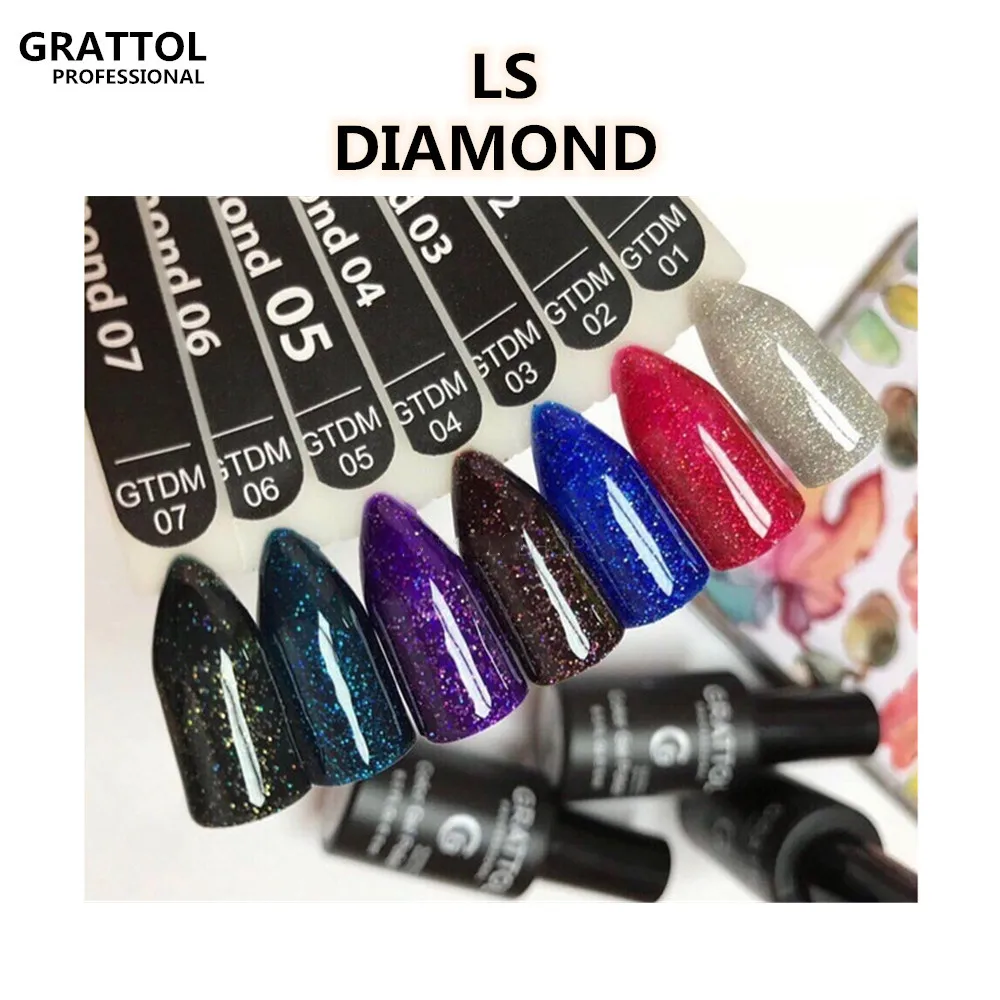 GRATTOL Профессиональный блестящий гель-лак для ногтей LS DIAMOND 9 мл Серебристый, розовый, с блестками, полуперманентный, замачиваемый, UV Art Base Top Coat GRATTOL Профессиональный блестящий гель-лак для ногтей LS DIAMOND 9 мл Серебристый, розовый, с блестками, полуперманентный, замачиваемый, UV Art Base Top Coat