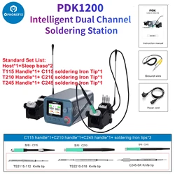 I2C PDK1200 stazione di saldatura intelligente a doppio canale 300W con maniglia di saldatura C210 C245 C115 per strumento di riparazione Chip IC CPU BGA