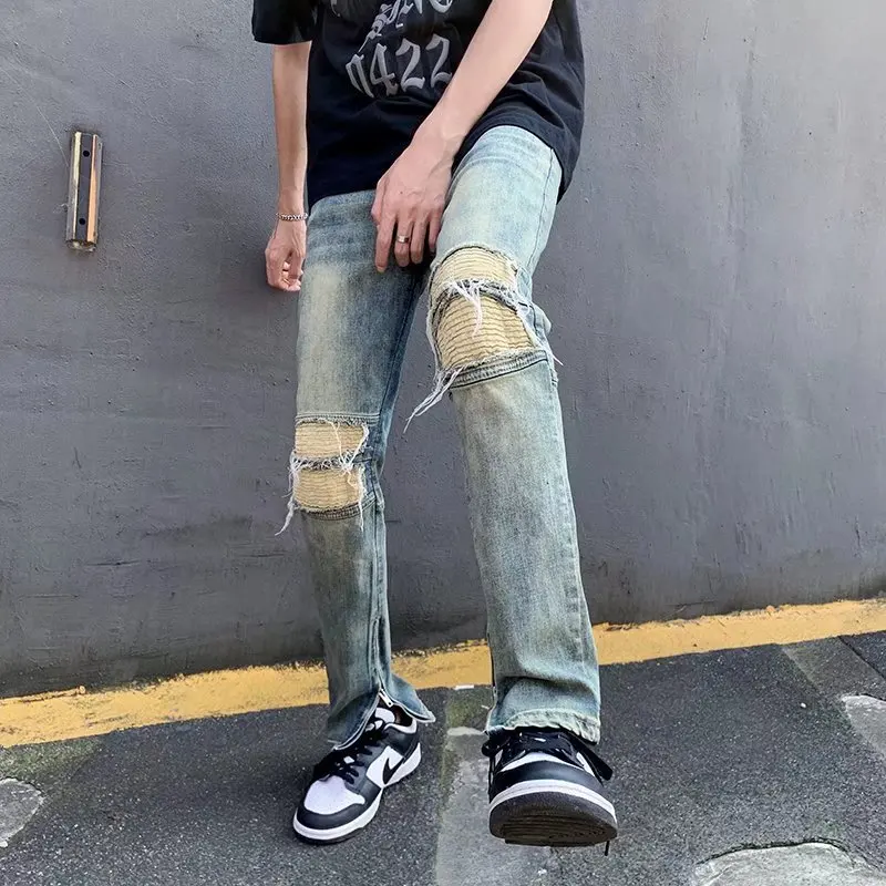 2023 Y2K Fashion Stretch Slim Ripped Jeans Pants For Men Clothing Ankle Zipper Vintage Skinny Biker Denim Trousers Ropa Hombre