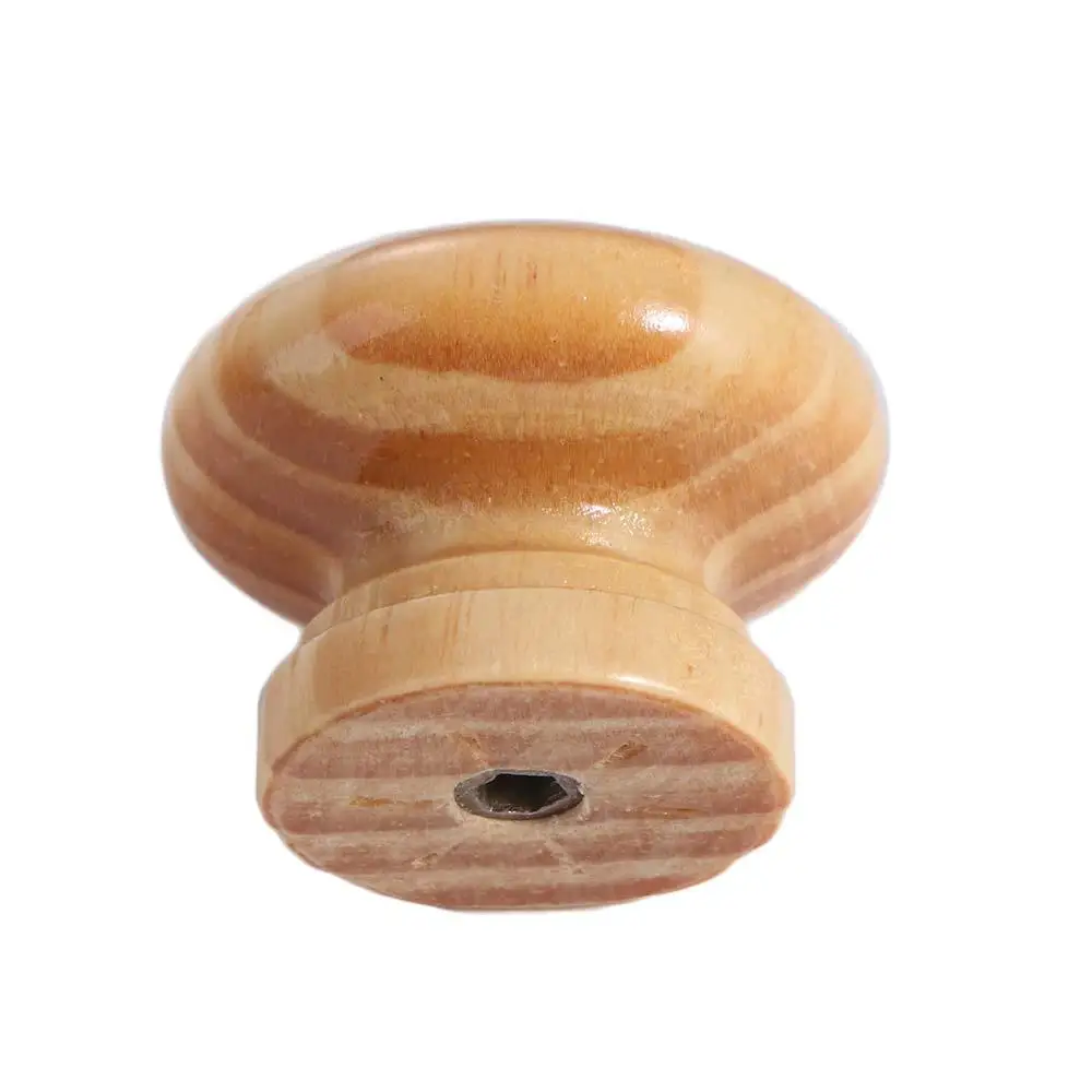 Polished Finish Circular Drawer Handles Easy-Grip Design Natural Wood Dresser Furniture Door Knobs Sturdy Wear Resistance