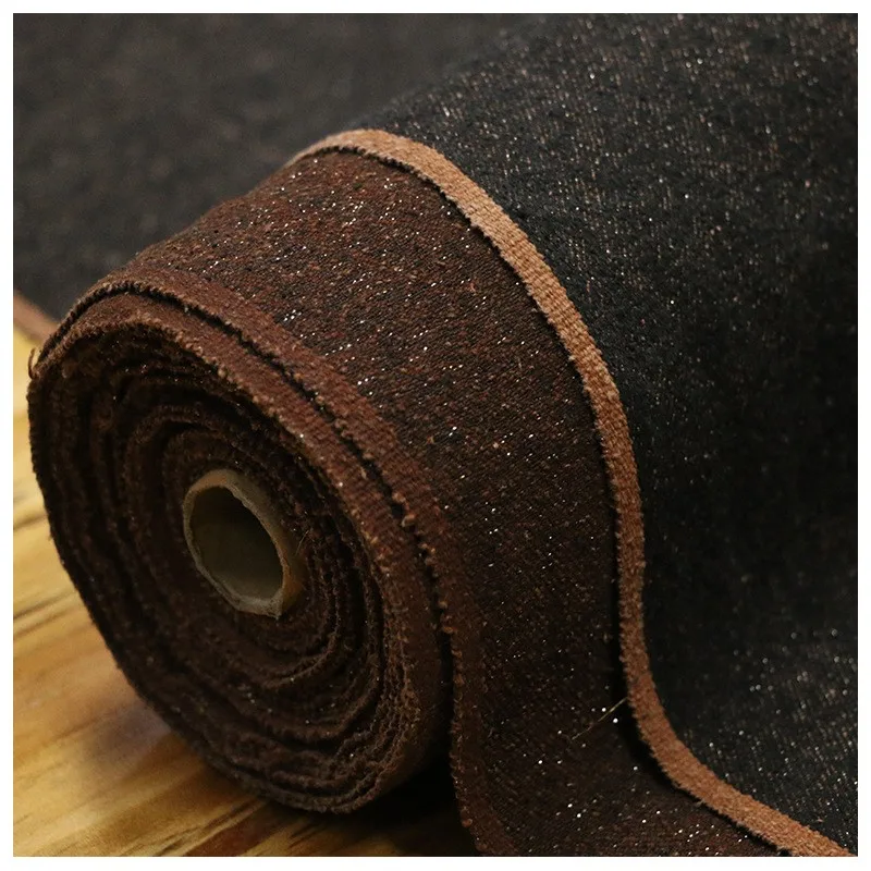 Natural tussah silk fabric Xiangyunsha combined with ancient materials designer heavyweight ramie simple and unique