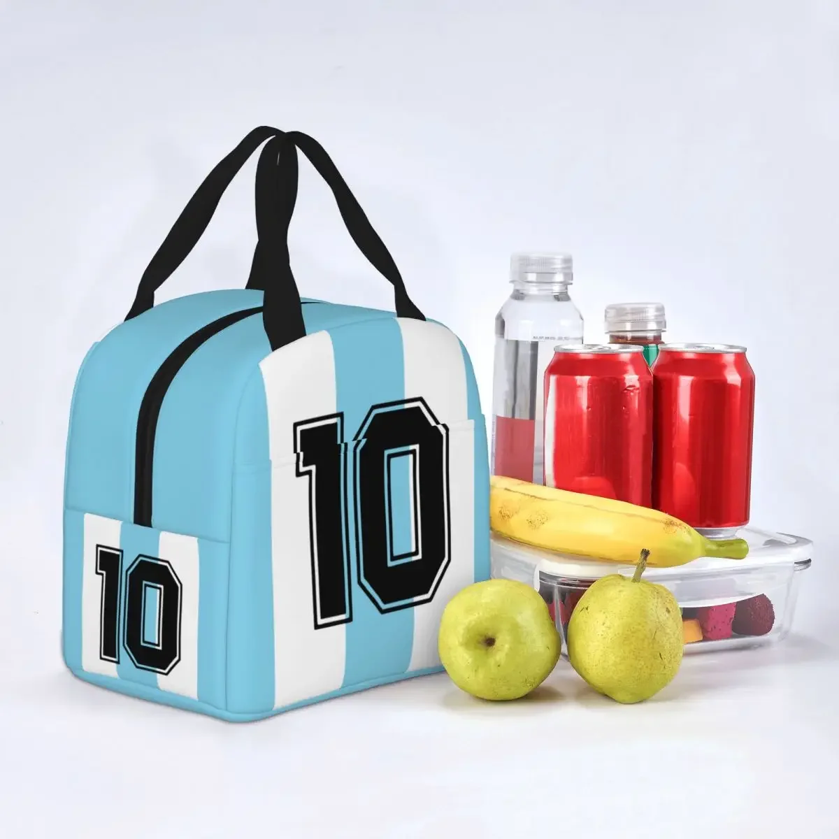 D10S Argentina 86 Insulated Lunch Bag Maradona Football Soccer 10 Rip Meal Container Thermal Bag Tote Lunch Box Work Travel