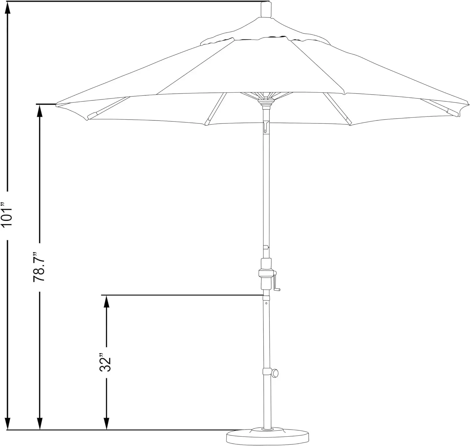 California Umbrella 9' Round Aluminum Market Umbrella, Crank Lift, Collar Tilt, Bronze Pole, Antique Beige Olefin