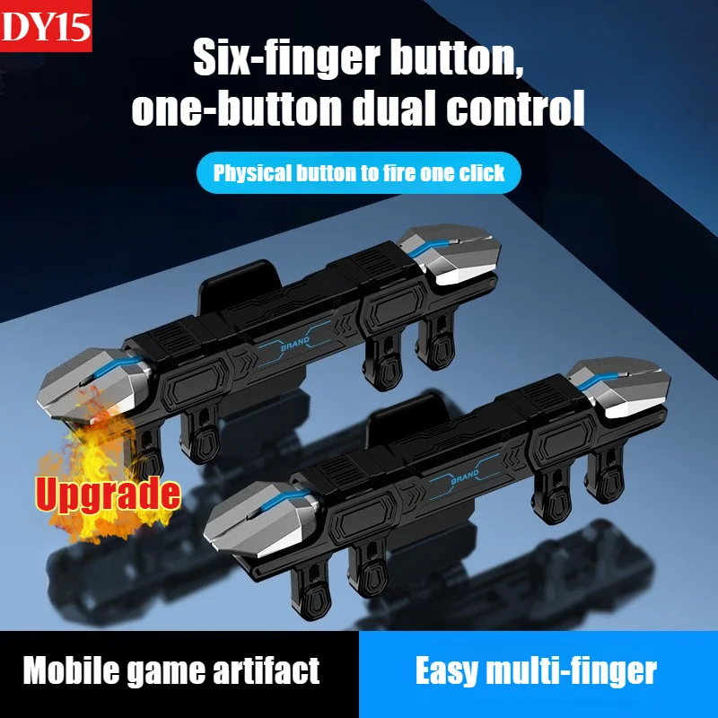 

Mobile Phone Game Trigger 6 Fingers Aim Shoot Free Fire L1 R1 ABS Alloy Key Button Gaming Joystick Controller for IPhone Android
