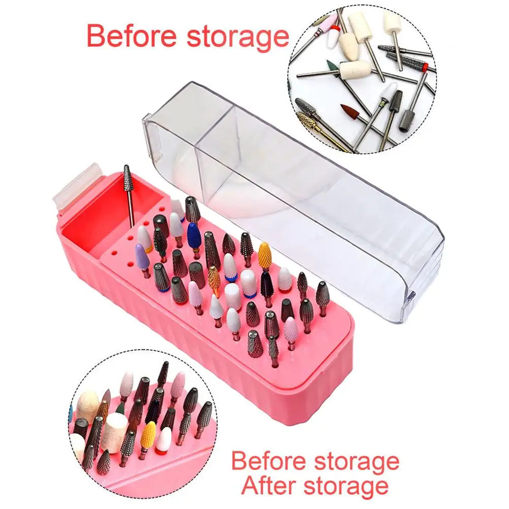 40-gaten nagelboren houder helder stofdicht boor geval voor acryl nagelboren opslag nagelgereedschap