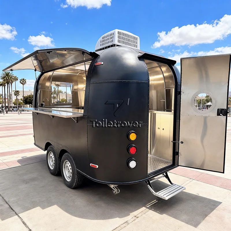 Outdoor Street Food Trailer Tacos Burrito Doner Kebab Shawarma Fried Chicken Hot Dog Pizza Burger Mobile Truck with Full Kitchen