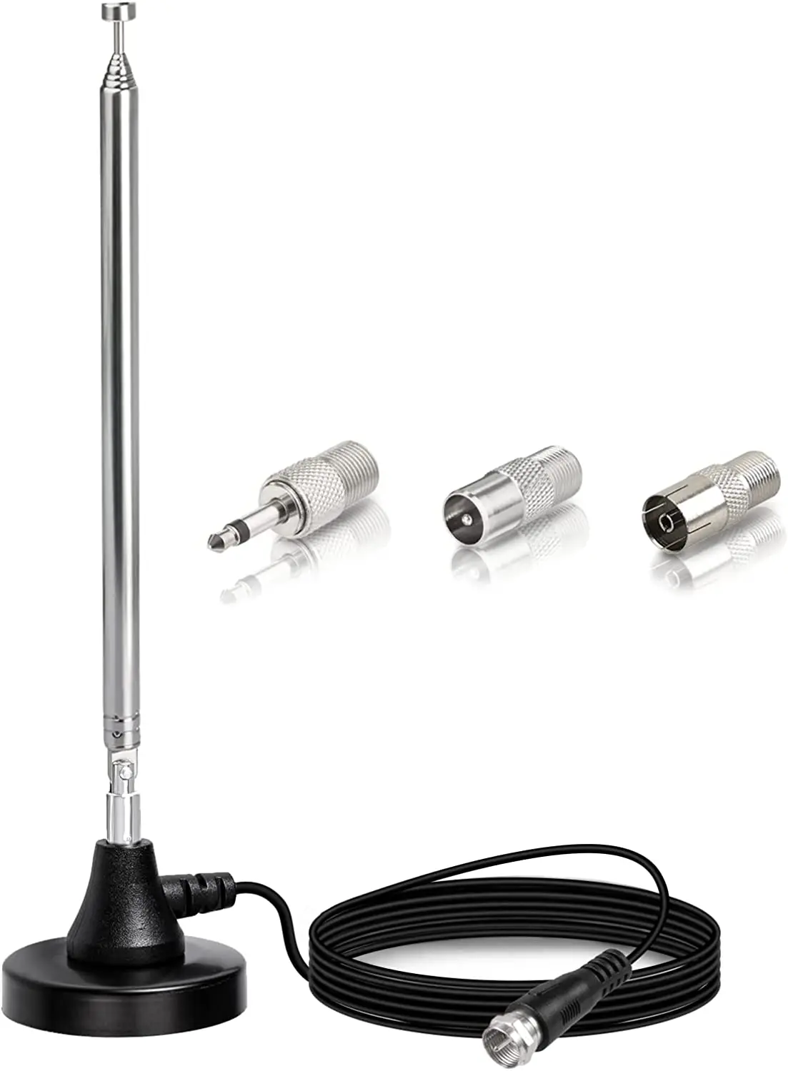 Eightwood DAB FM Radio Antenna Indoor Digital Telescopic Aerial with Magnetic Base 3m Extension Cable for Home Stereo Receiver