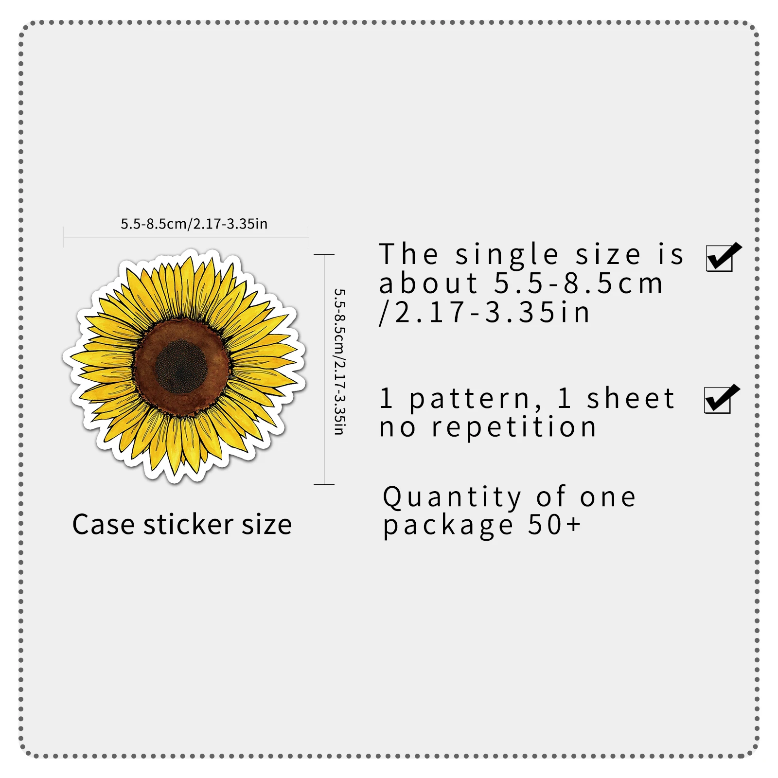 50Pcs Sunflower series Cartoon Cute Waterproof Sticker Skateboarding Snowboard Retro Vinyl home decal Sticker