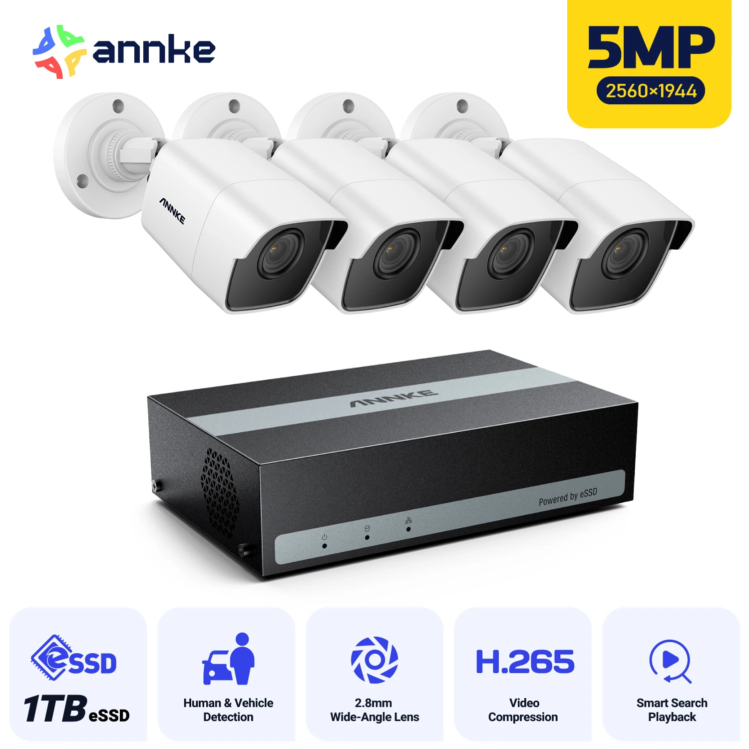 

Annke 3K/5MP HD комплект наружной камеры безопасности 4 шт. Clear Night Vision H.265 интеллектуальное обнаружение движения аналоговый видеорегистратор аудио камеры видеонаблюдения