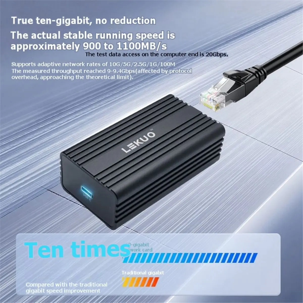 

USB 3.2 10G Ethernet Lan Adapter, Compatible with Multiple Devices, RTL8159 Core RJ45 USB C Port for PC Laptop Win11