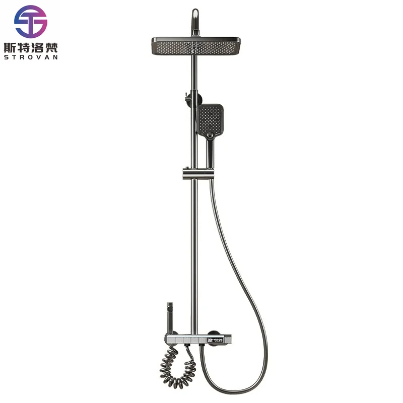 

Modern Style Luxury Shower Faucet Set Wall Mounted High Pressure Bathroom Rainfall Shower Head Faucet Set
