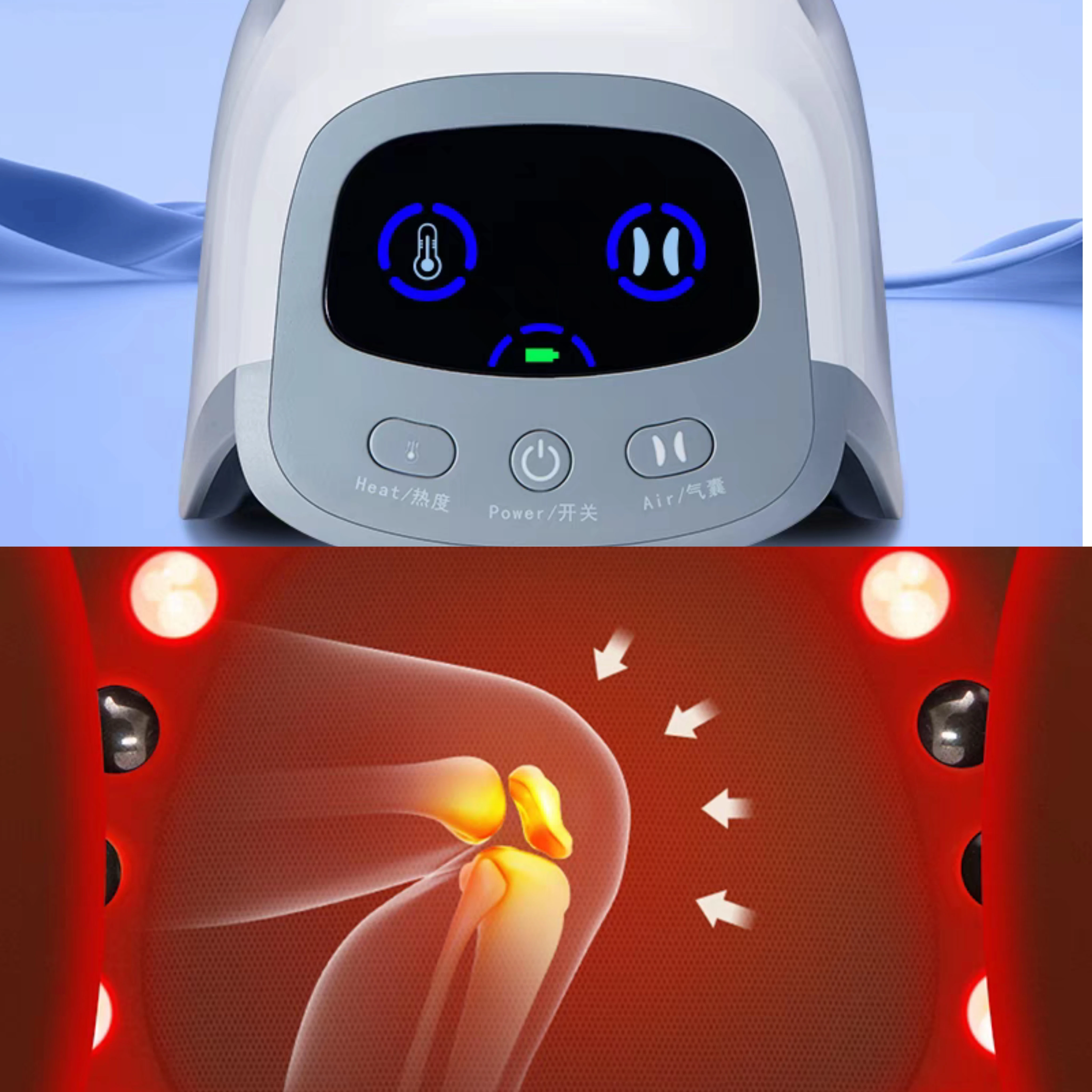 

Wireless Knee & Elbow Massager, 3 Mode Heat Compression & Vibration, Portable Joint Pain Reliever for Home Office Use