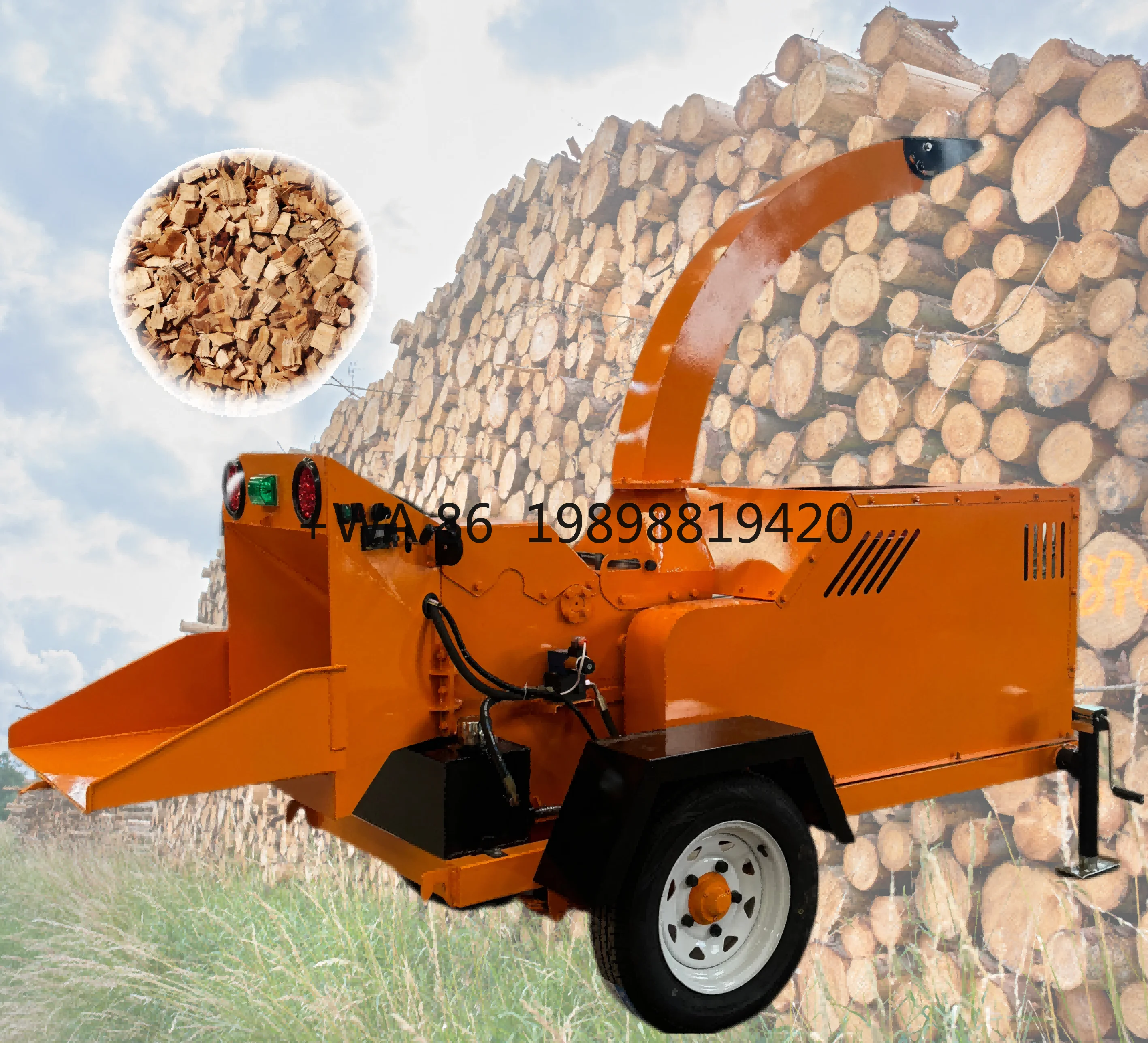 Large Capacity Efficient Convenient Mobile  Engine Wood Chipper Forestry Machinery Wood Chipper Shredders