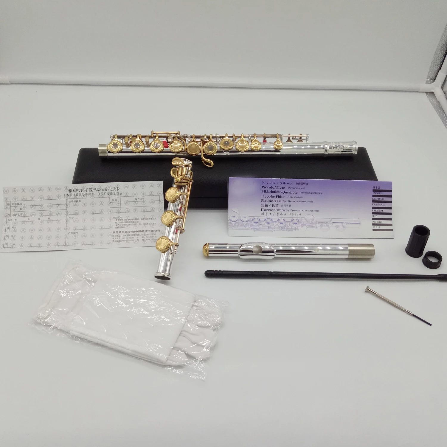 

Music Fancier Club Professional Flute 261 Engraving Hand Carved Keys Gold Plating Flutes B Leg Open Holes 17 Gold Keys
