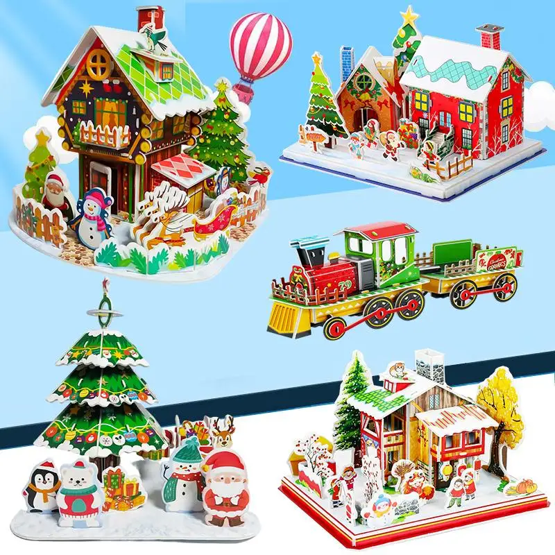 3D Christmas Puzzle Model - Children's Interlocking House & Room DIY Craft, Enhancing Cognitive and Hands-On Skills