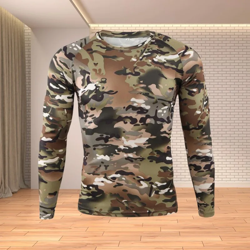 Camiseta de camuflaje de verano para hombre, Top de manga corta, suelto, rápido, secado rápido