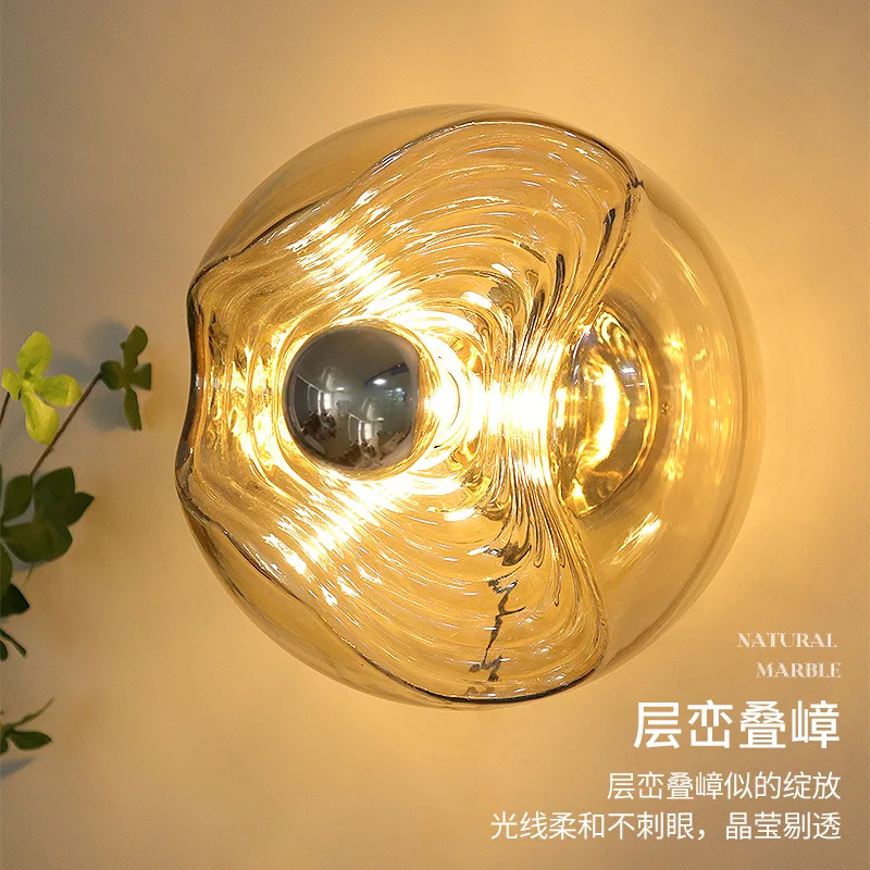 

Bauhaus Glass Wall Lamp Modern Minimalist Designer Bedroom Wall Sconce Led Lights Living Room Luxury Colored Glass Corridor Lamp