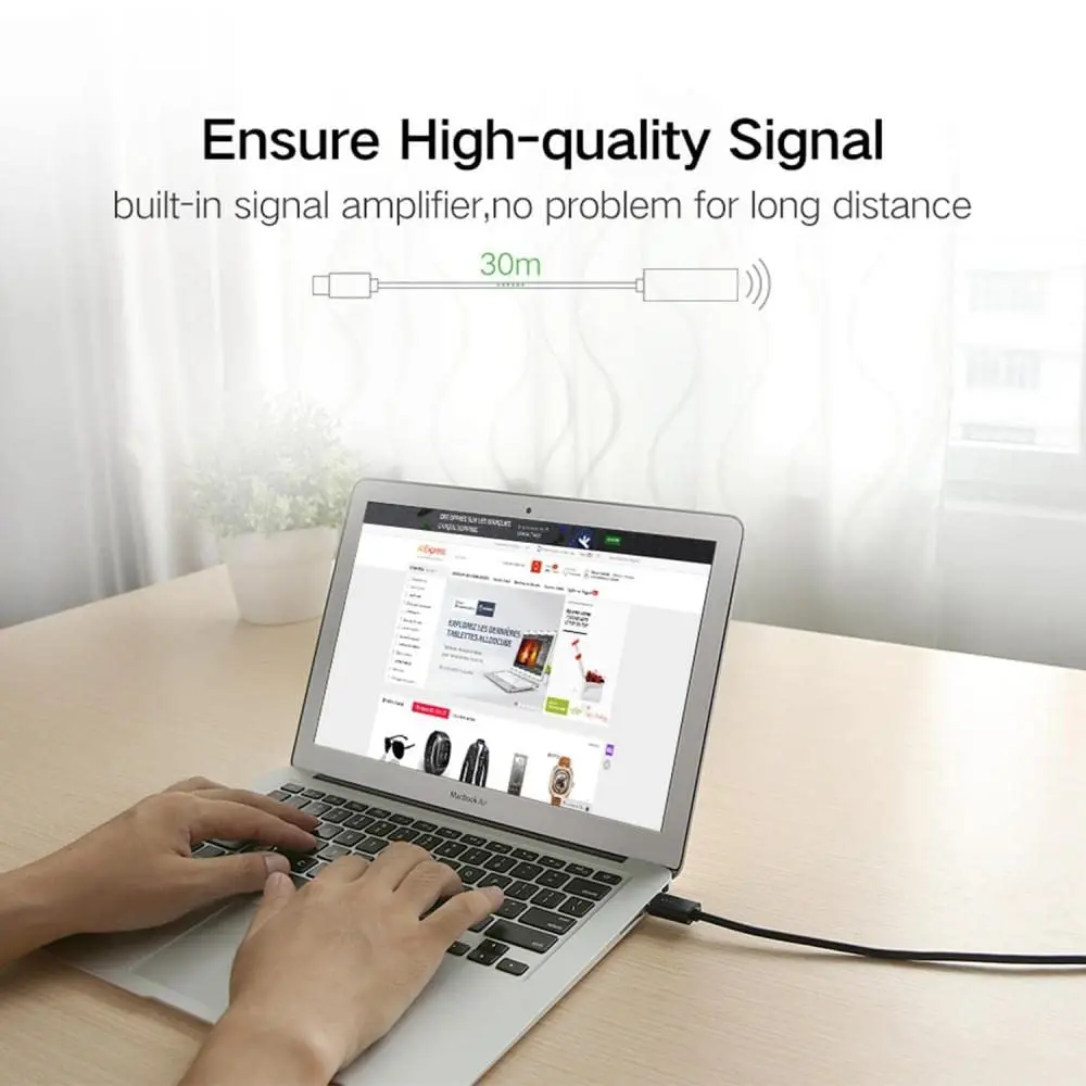 UGREEN Cable de extensión USB con amplificador de señal, cable de extensión USB 2.0 Cable extensor macho a hembra para cámara de impresora